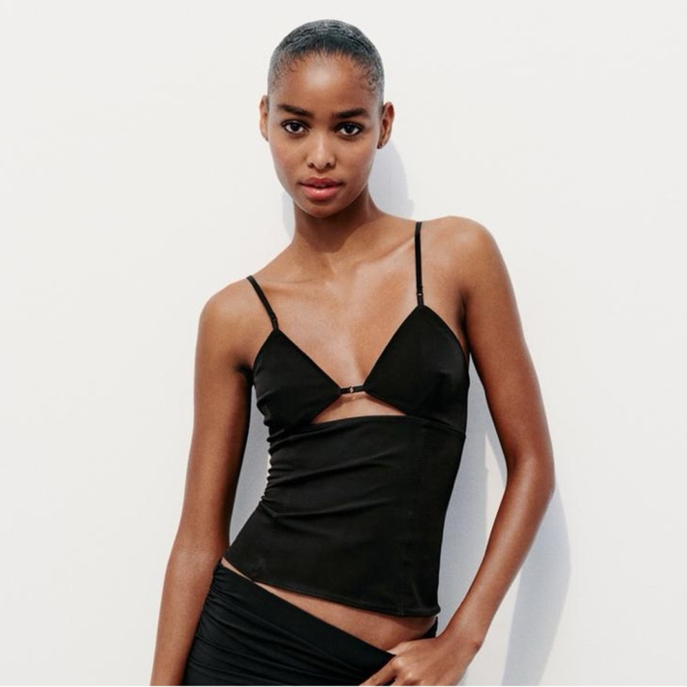 Zara black cutout tank top NWT